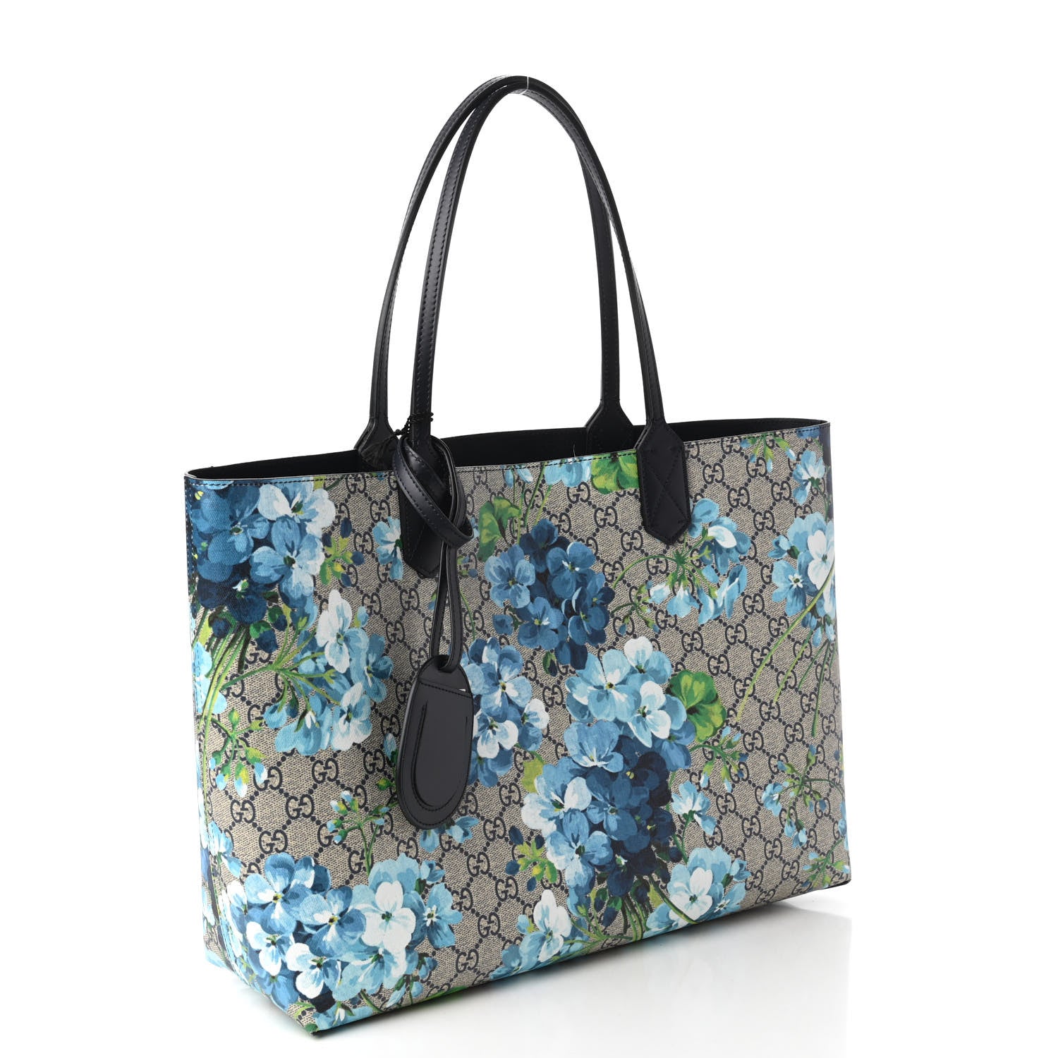 Gucci GG Supreme Monogram Blooms Medium Reversible Tote Beige Blue Navy 3 of 17