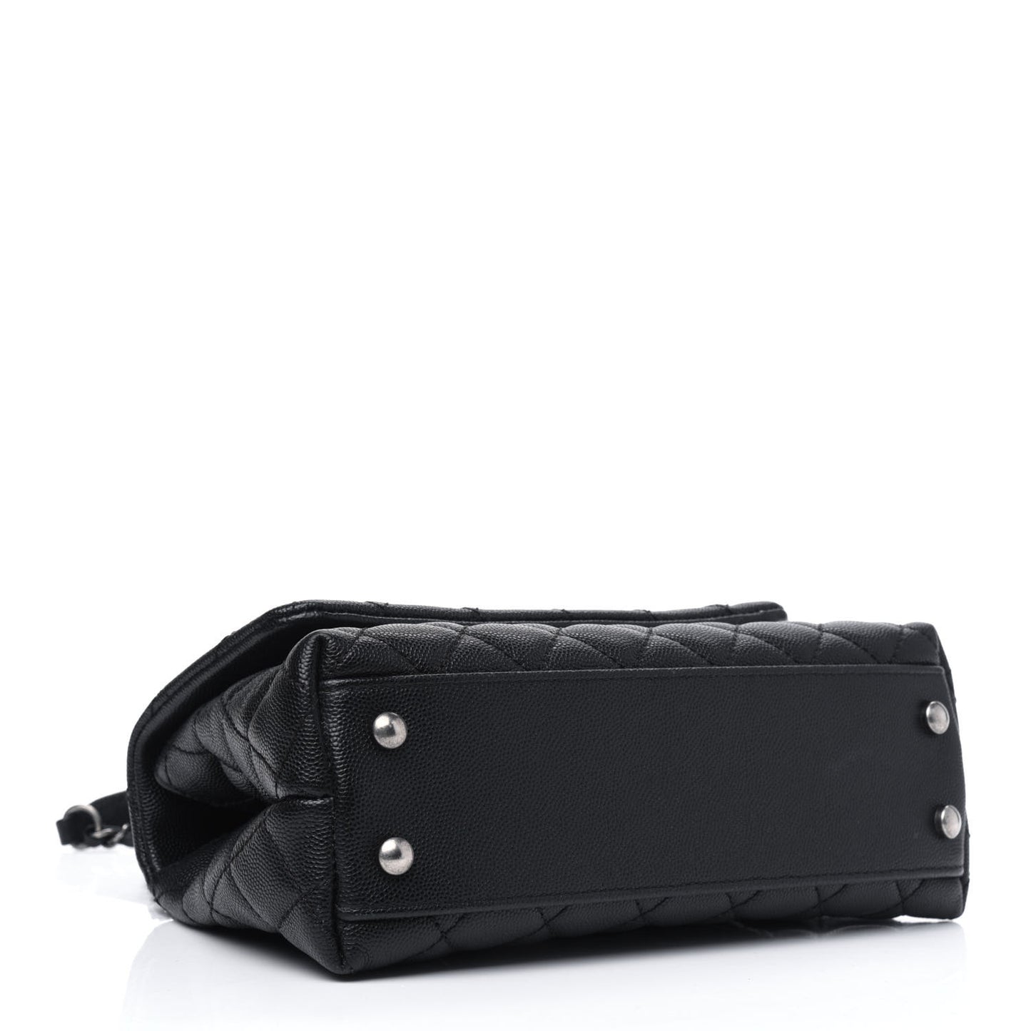 Caviar Lizard Embossed Quilted Mini Coco Handle Flap Black