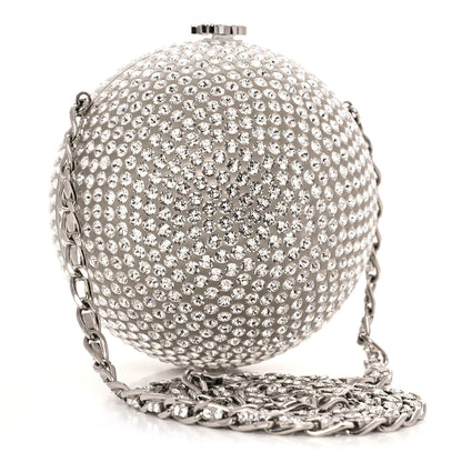 Chanel Plexiglass Strass CC Round Minaudiere Clutch Silver 3 of 9