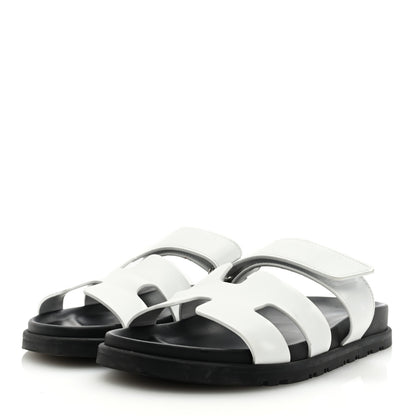 Hermes Calfskin Womens Chypre Sandals 37 White 2 of 8