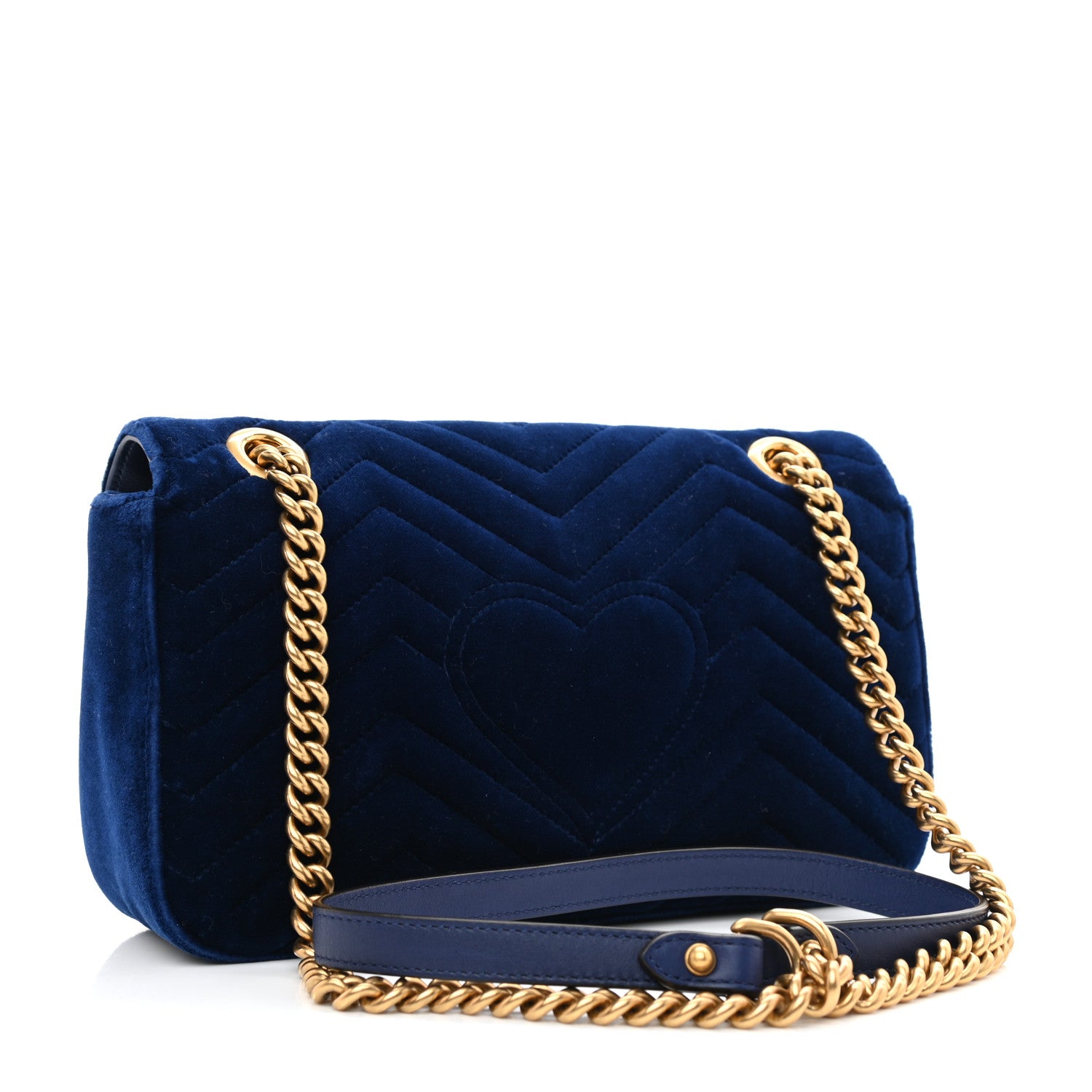 Gucci Velvet Matelasse Small GG Marmont Shoulder Bag Cobalt Blue 8 of 8