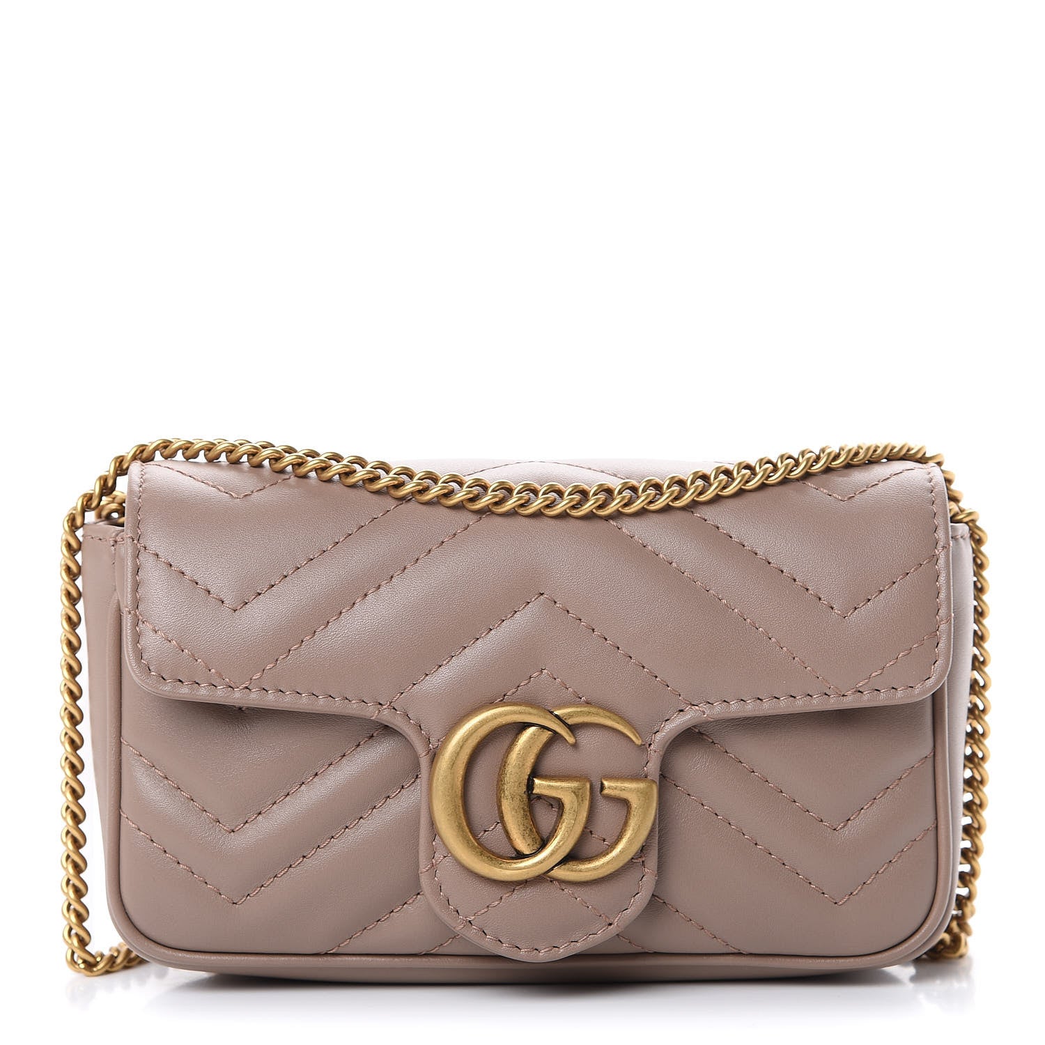 Gucci Calfskin Matelasse Super Mini GG Marmont Shoulder Bag Porcelain Rose 1 of 10