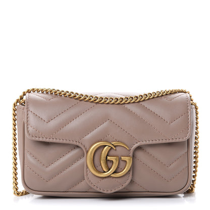 Gucci Calfskin Matelasse Super Mini GG Marmont Shoulder Bag Porcelain Rose 1 of 10