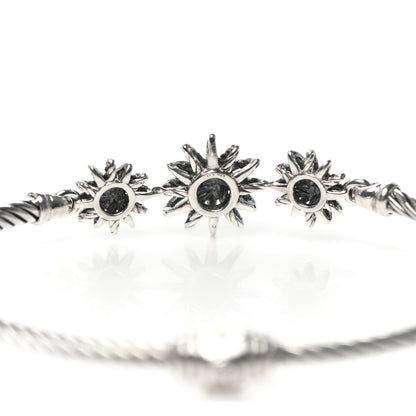 David Yurman Sterling Silver Diamond Starburst Three-Station Bangle Bracelet 5 of 5