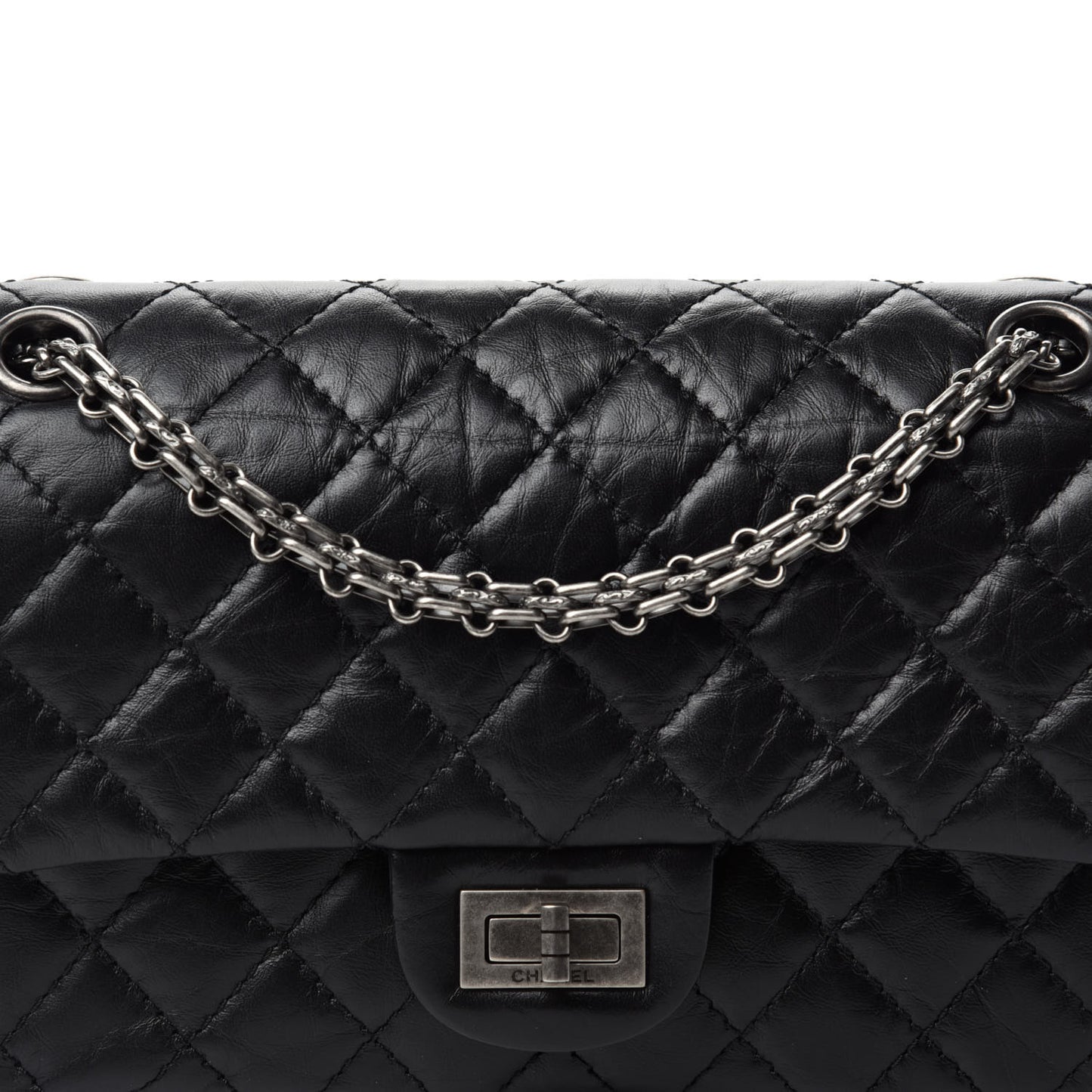 Aged Calfskin Quilted 2.55 Reissue 225 Flap Black