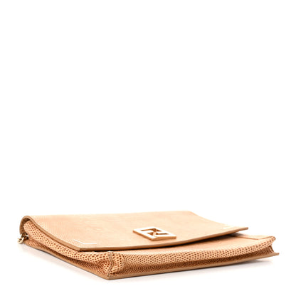 Fendi Calfskin Lizard Embossed Wallet on Chain Beige 4 of 11