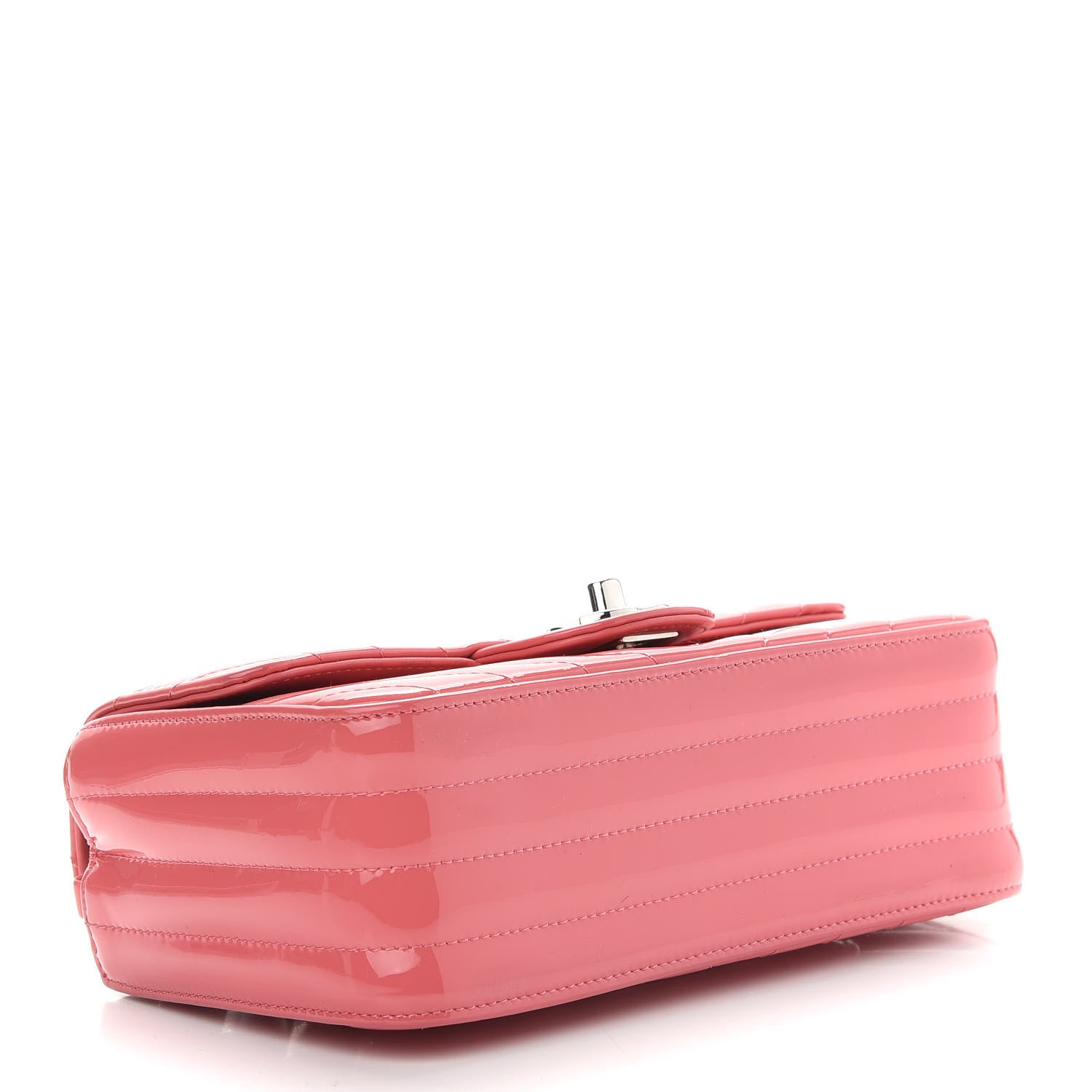 Chanel Patent Calfskin Chevron Quilted Mini Rectangular Flap Pink 4 of 9