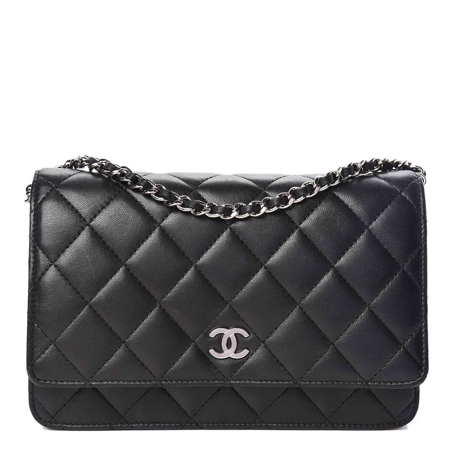 Chanel Lambskin Quilted Wallet On Chain WOC Black 1 of 12