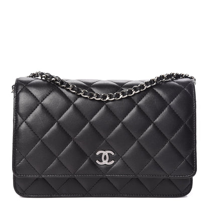 Chanel Lambskin Quilted Wallet On Chain WOC Black 1 of 12