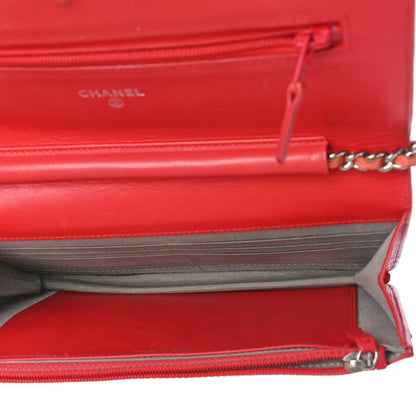 Chanel Caviar Timeless CC Wallet On Chain WOC Coral 5 of 12
