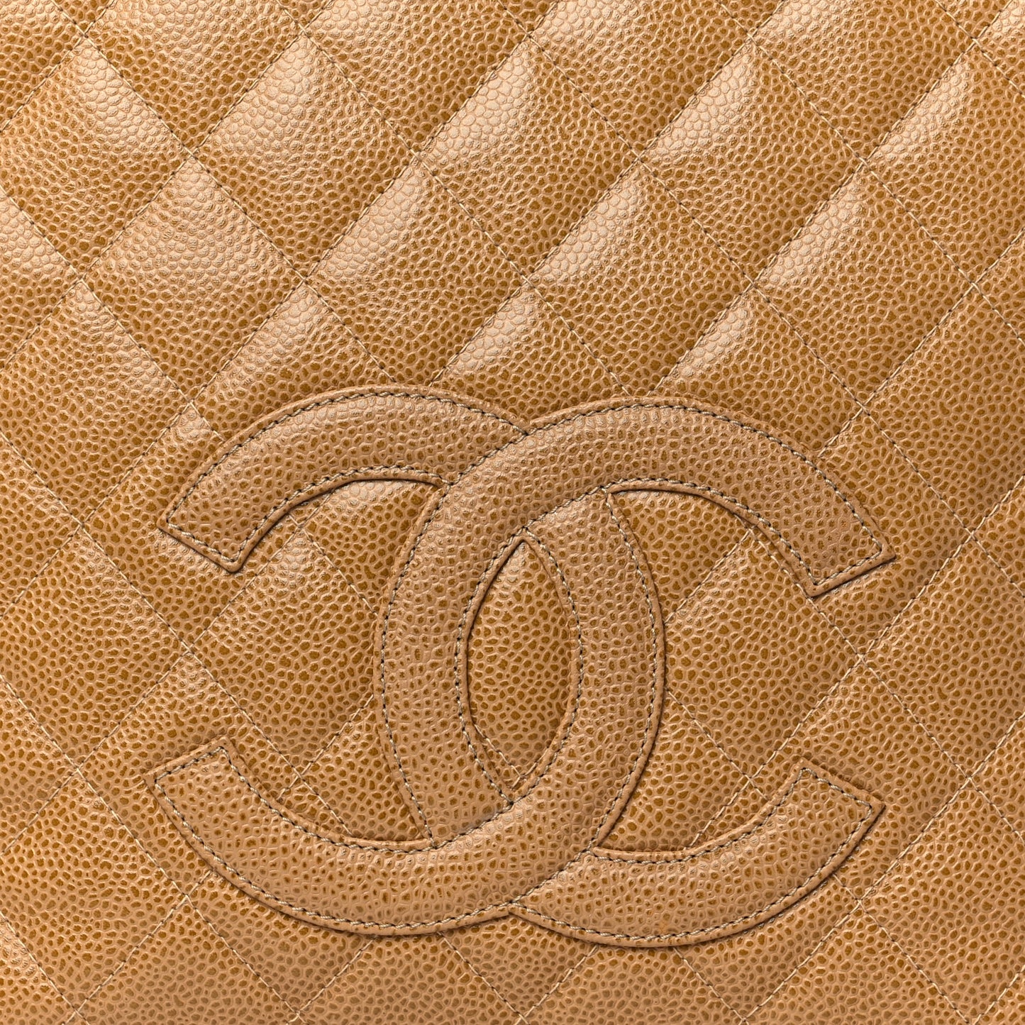 Caviar Quilted Petit Shopping Tote PST Dark Beige