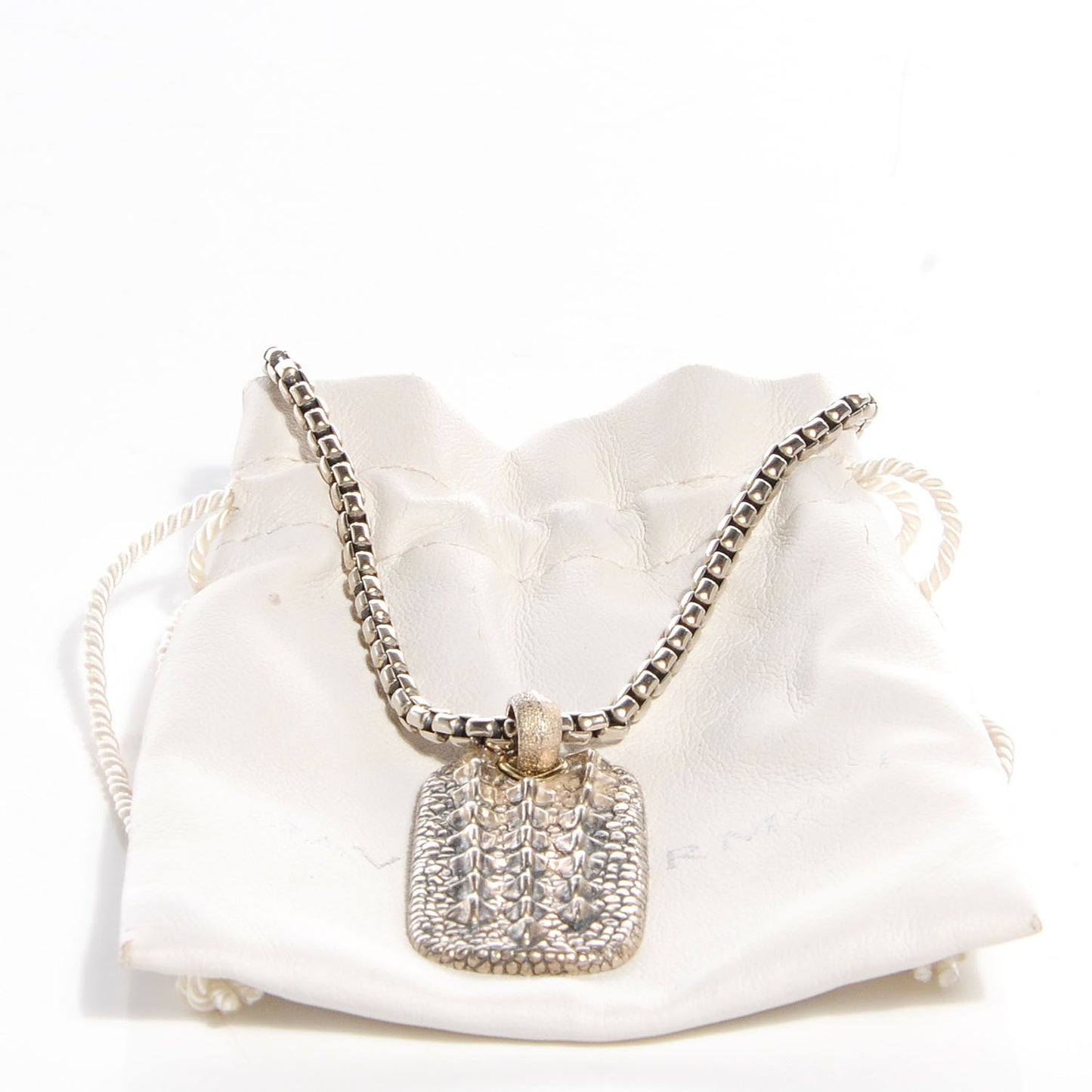 Sterling Silver 18K Gold Alligator Embossed Naturals Dog Tag