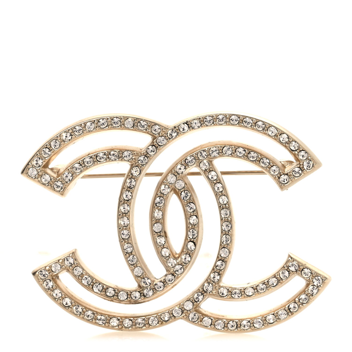 Chanel Metal Crystal CC Brooch Gold 1 of 4