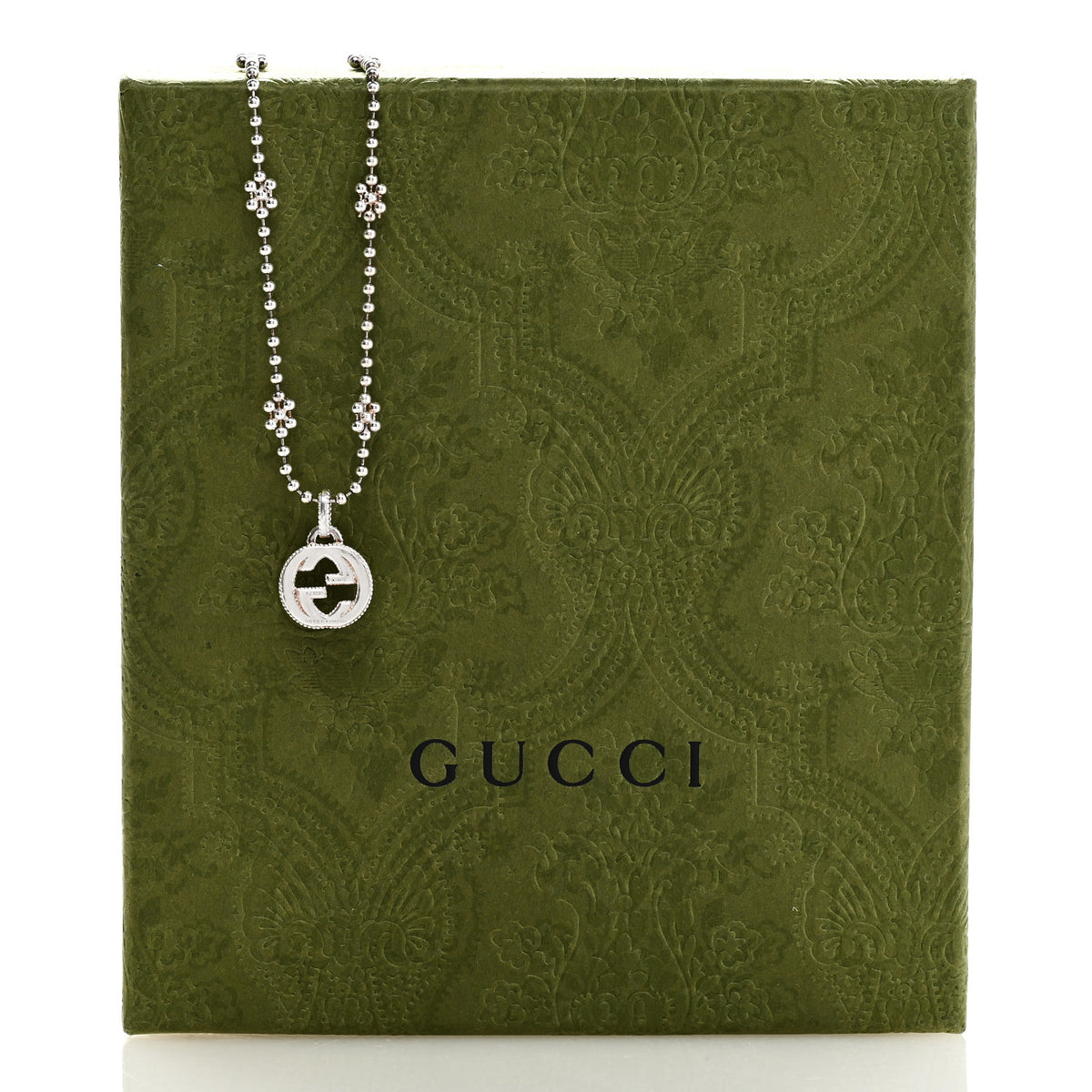 Sterling Silver Interlocking G Beaded Cluster Pendant Necklace
