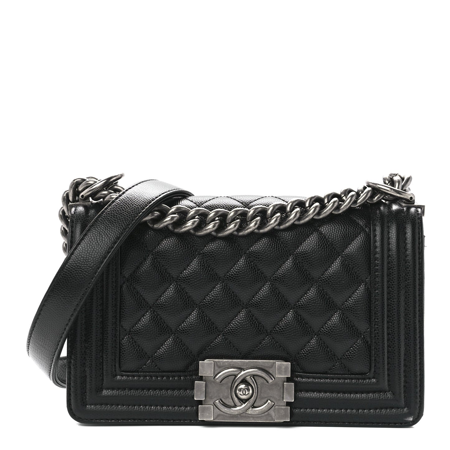 Caviar Quilted Small Boy Flap Black