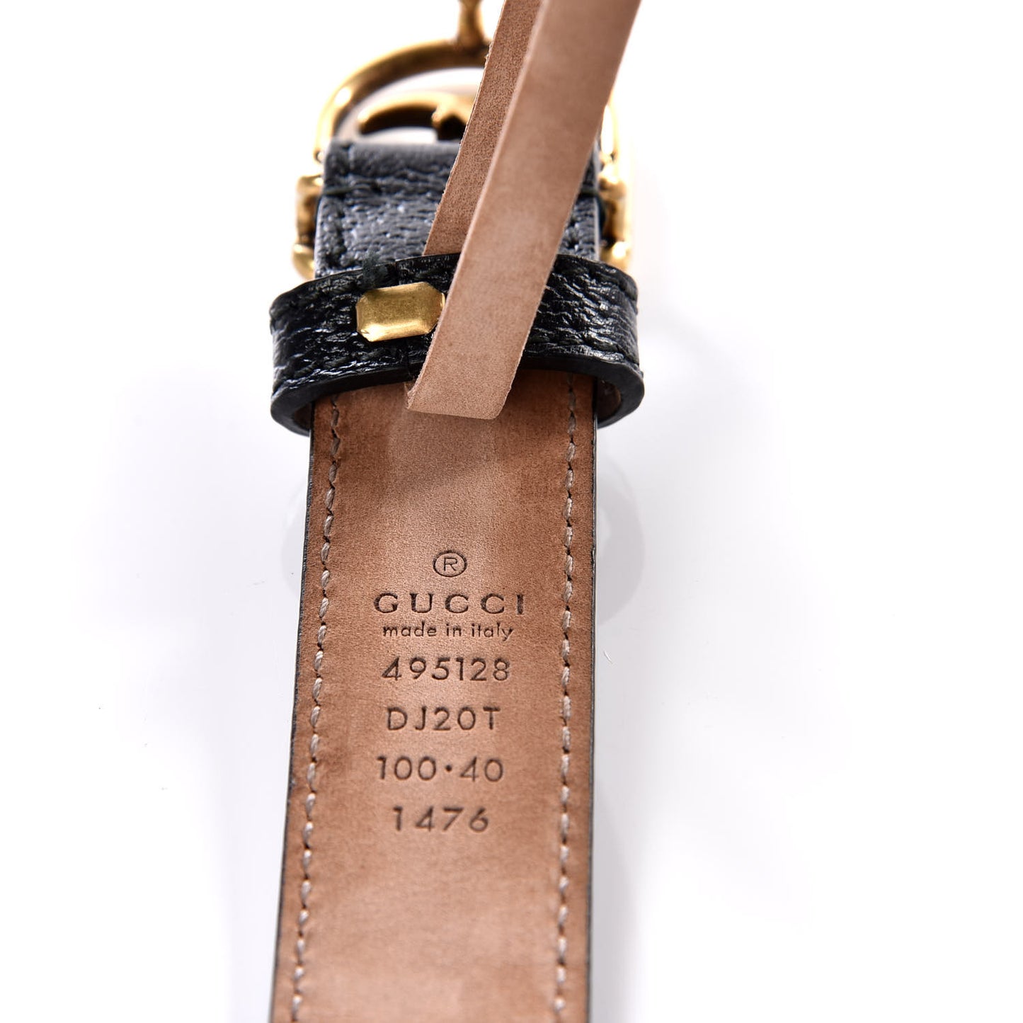 Calfskin Framed Double G Belt 100 40 Black