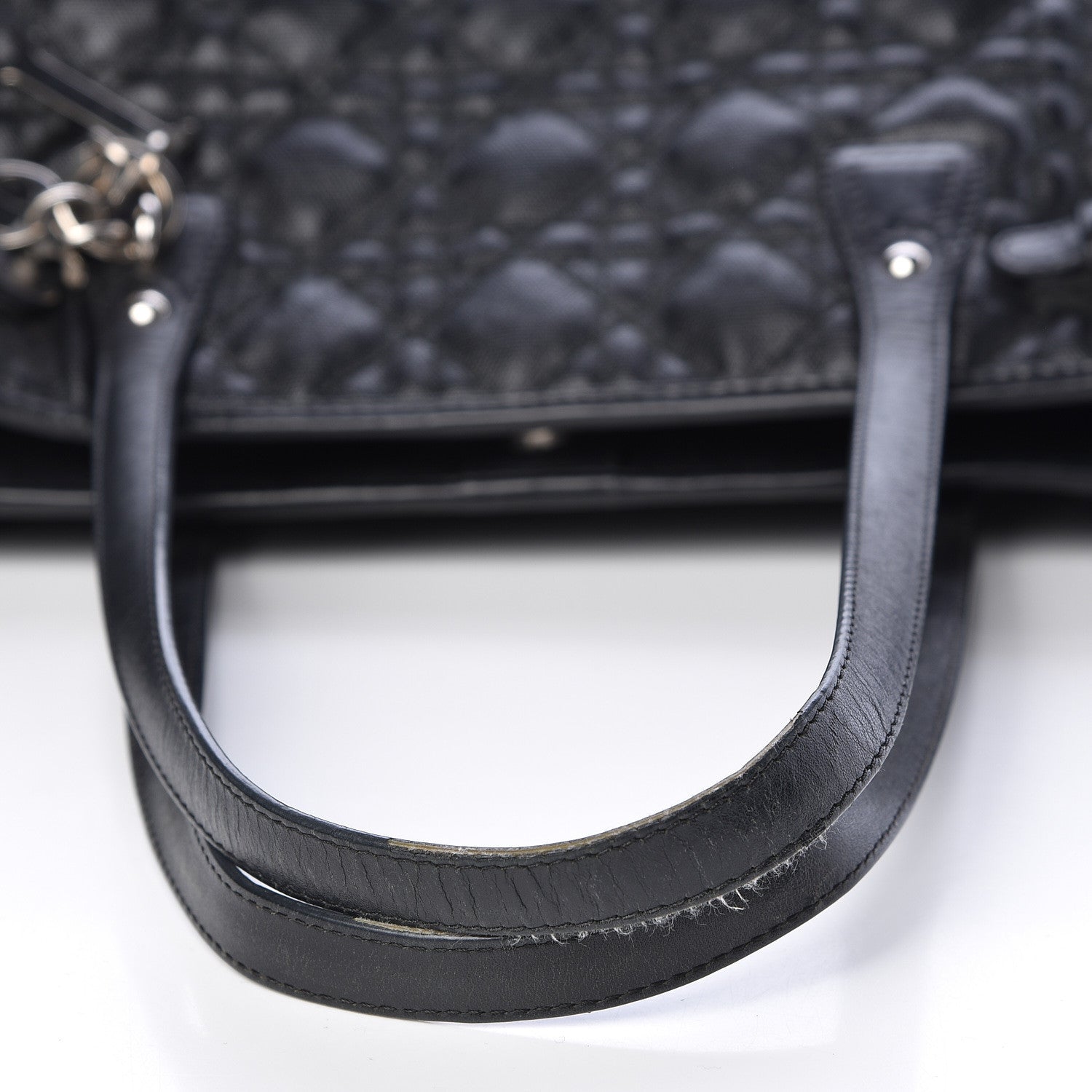 Christian Dior Coated Canvas Cannage Medium Panarea Tote Black 11 of 12