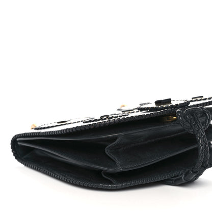 Salvatore Ferragamo Calfskin Whipstitch Kamelia Shoulder Bag Black 10 of 14
