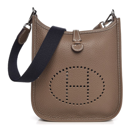 Hermes Taurillon Clemence Amazone Evelyne TPM Etoupe Bleu Indigo 1 of 8