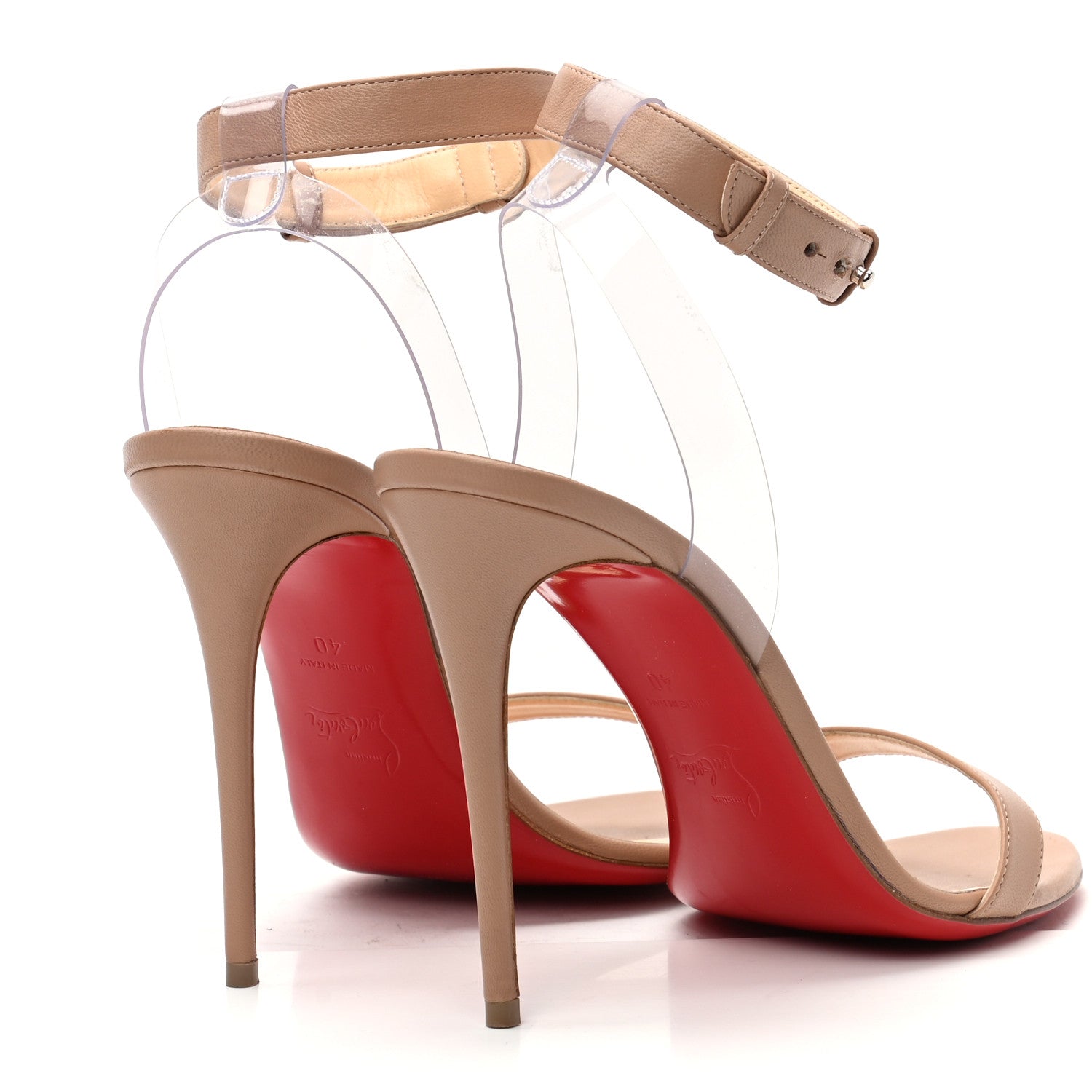 Christian Louboutin Nappa Shiny PVC Jonatina 100 Sandals 40 Nude 4 of 8