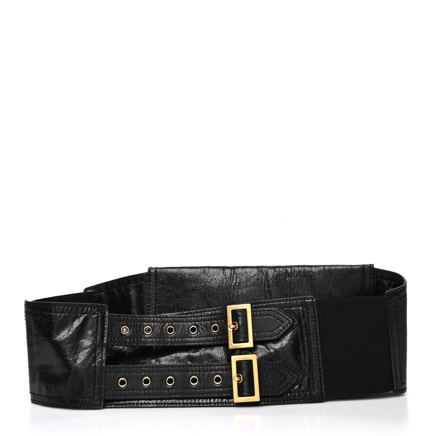 Crinkled Lambskin 135mm Saddle Belt Black