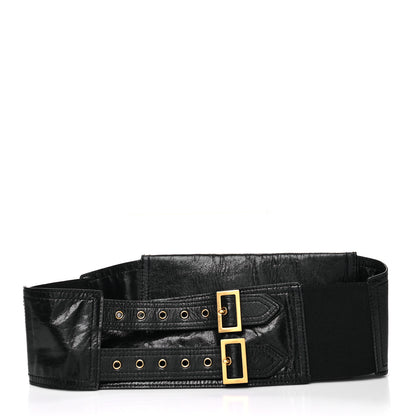 Christian Dior Crinkled Lambskin 135mm Saddle Belt Black 2 of 5