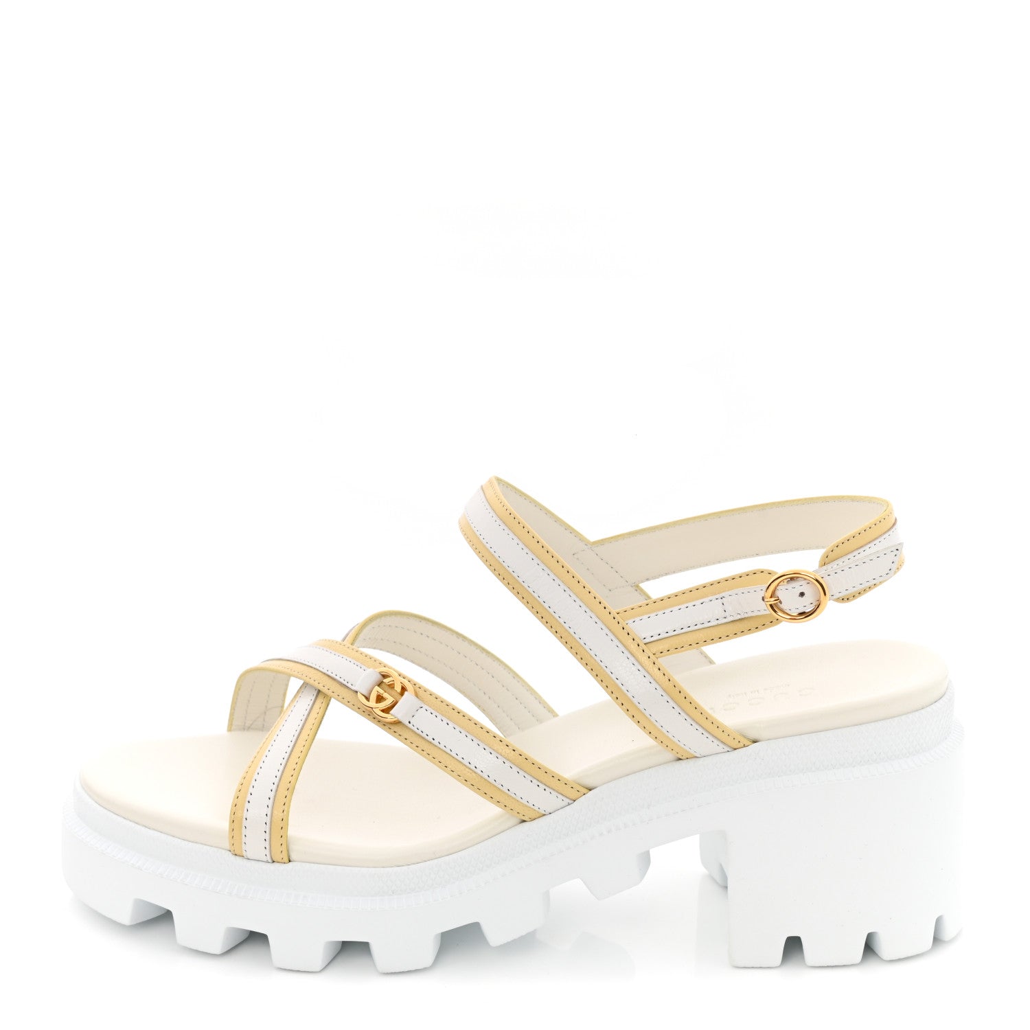 Gucci Nappa Platform Lug Sole Sandals 38.5 White Butter 1 of 9