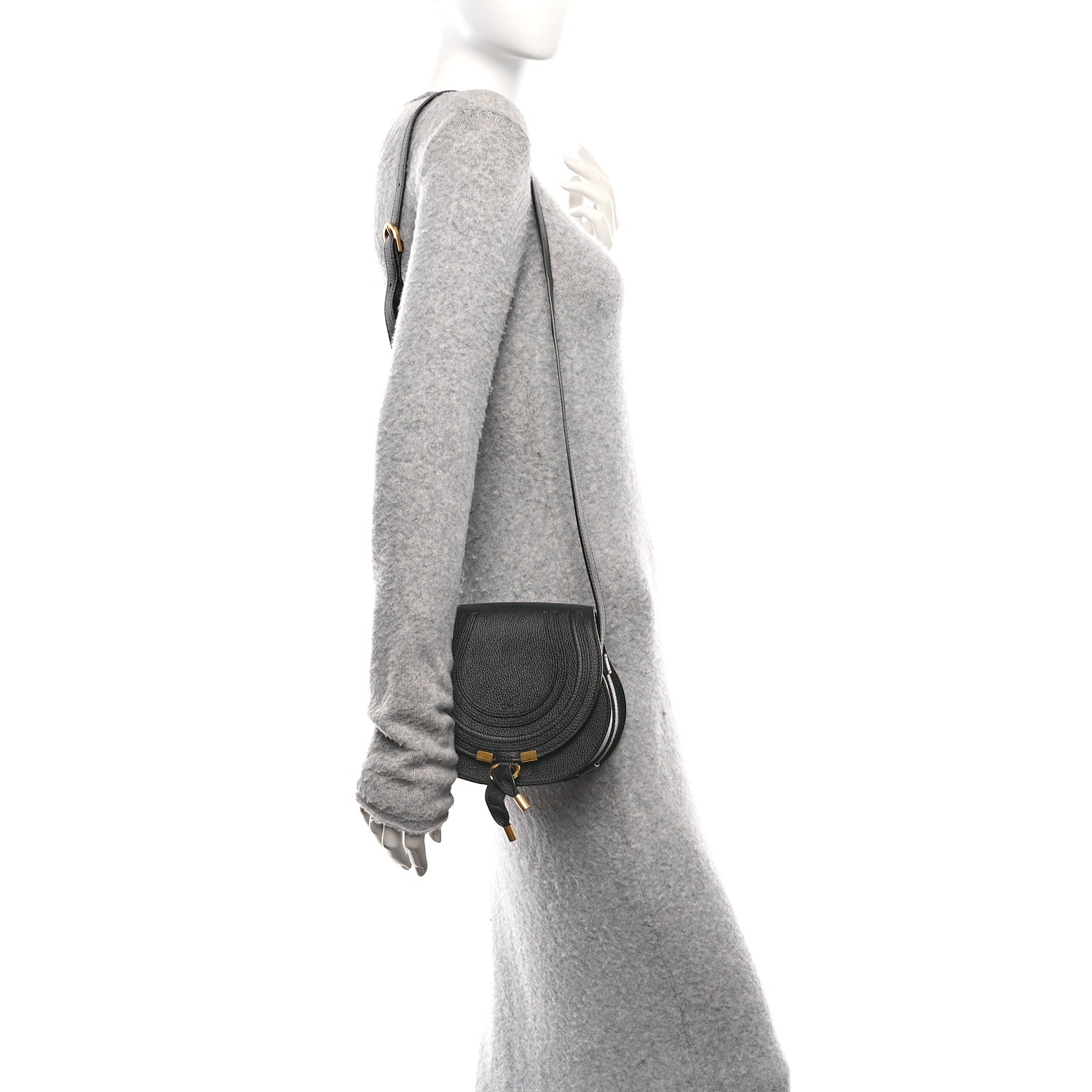 Chloe Grained Calfskin Small Marcie Saddle Bag Black 2 of 9