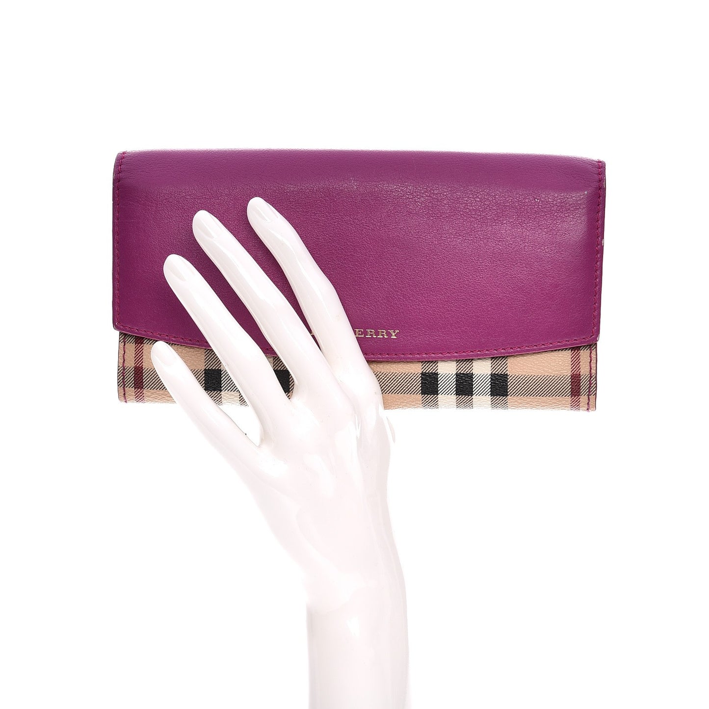 Calfskin Horseferry Check Porter Continental Wallet Dark Pink