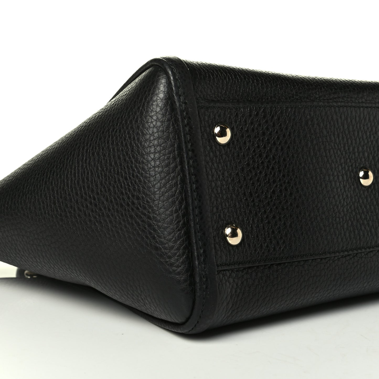 Pebbled Calfskin Small Soho Top Handle Bag Black