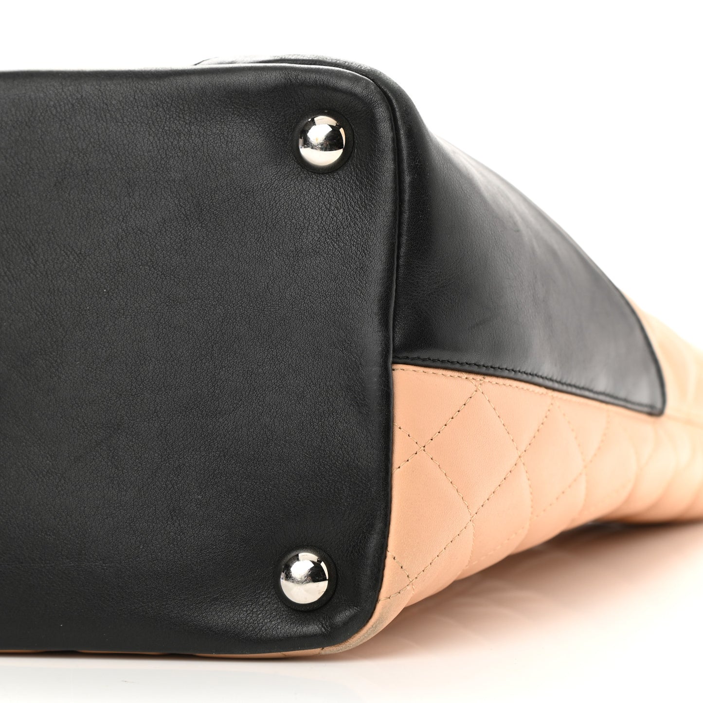 Calfskin Quilted Large Cambon Tote Beige Black