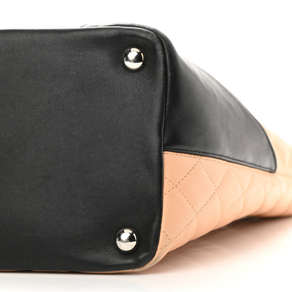 Chanel Calfskin Quilted Large Cambon Tote Beige Black 10 of 10