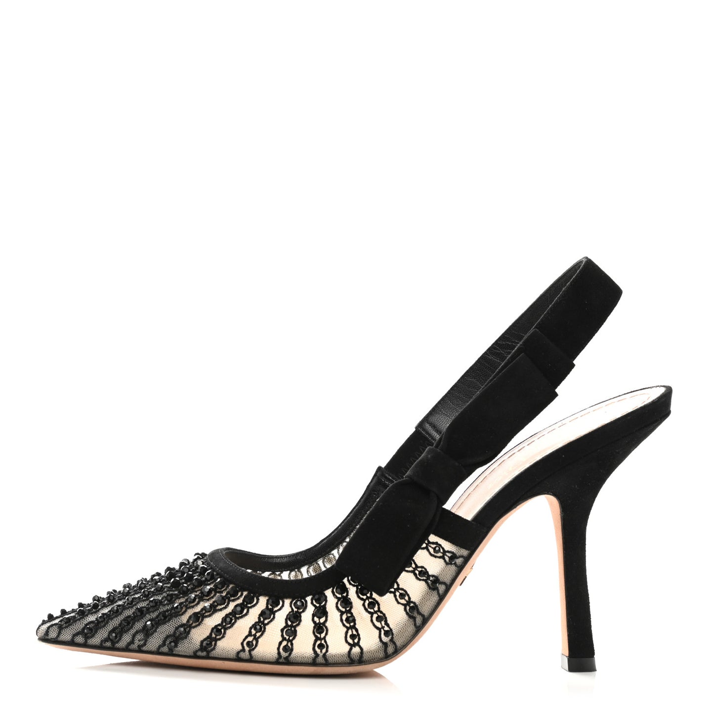 Mesh Strass Sweet D Sling-Back Pumps 39.5 Black