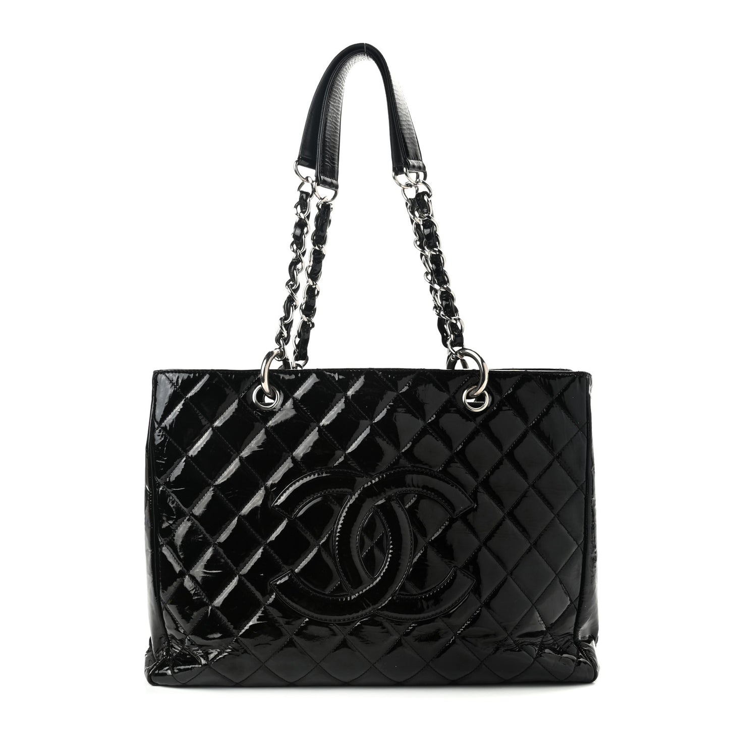 Patent Quilted Grand Shopping Tote GST Black
