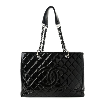 Chanel Patent Quilted Grand Shopping Tote GST Black 1 of 10