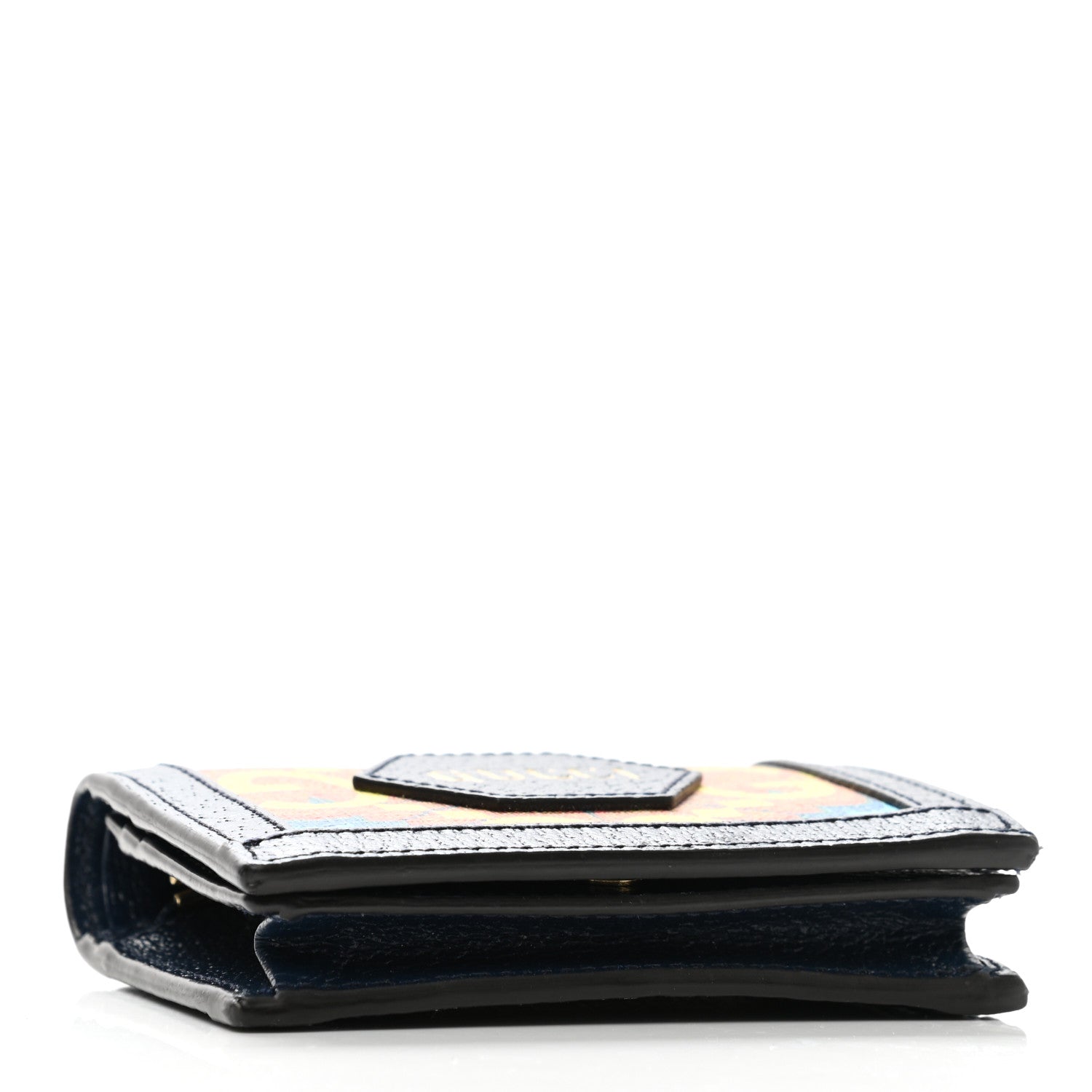 Gucci GG Supreme Kaleidoscope Calfskin Script Logo Gucci 100 Card Case Wallet Blue Orange Multicolor Blue Agata 4 of 9