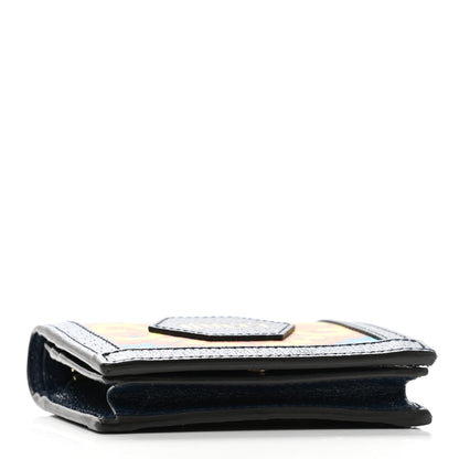 Gucci GG Supreme Kaleidoscope Calfskin Script Logo Gucci 100 Card Case Wallet Blue Orange Multicolor Blue Agata 4 of 9