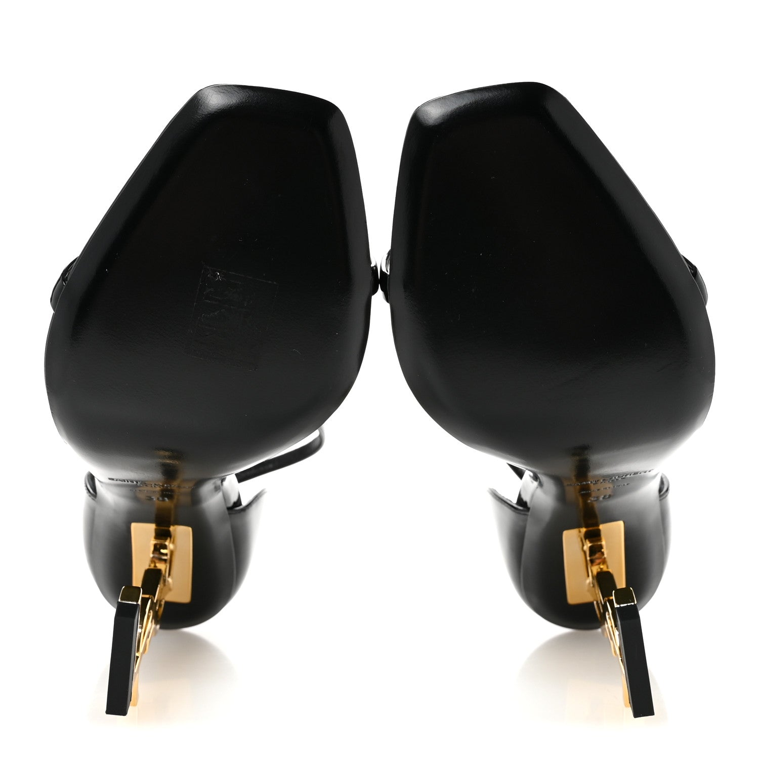 Saint Laurent Patent Calfskin Opyum 110 Sandals 38 Black Gold 6 of 11