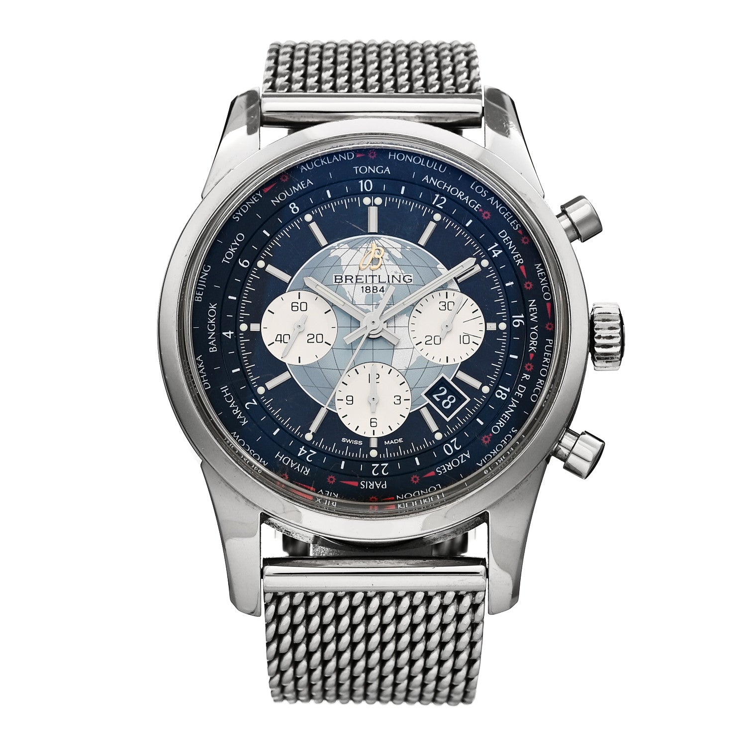 Breitling Stainless Steel 46mm Transocean Unitime Chronograph Automatic Watch Black AB0510 1 of 4