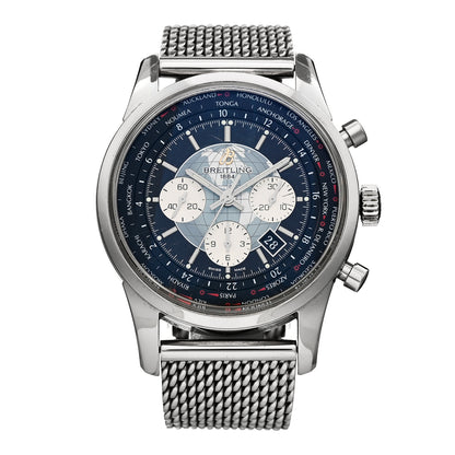 Breitling Stainless Steel 46mm Transocean Unitime Chronograph Automatic Watch Black AB0510 1 of 4