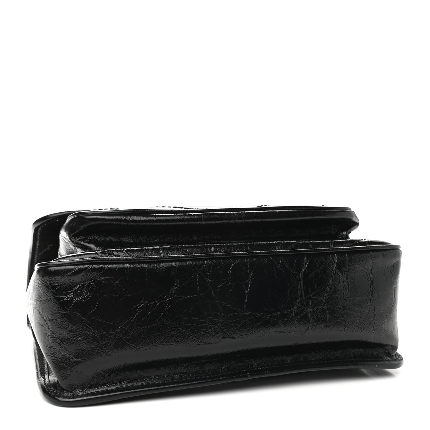 Crinkled Calfskin Matelasse Monogram Medium Niki Chain Satchel Black
