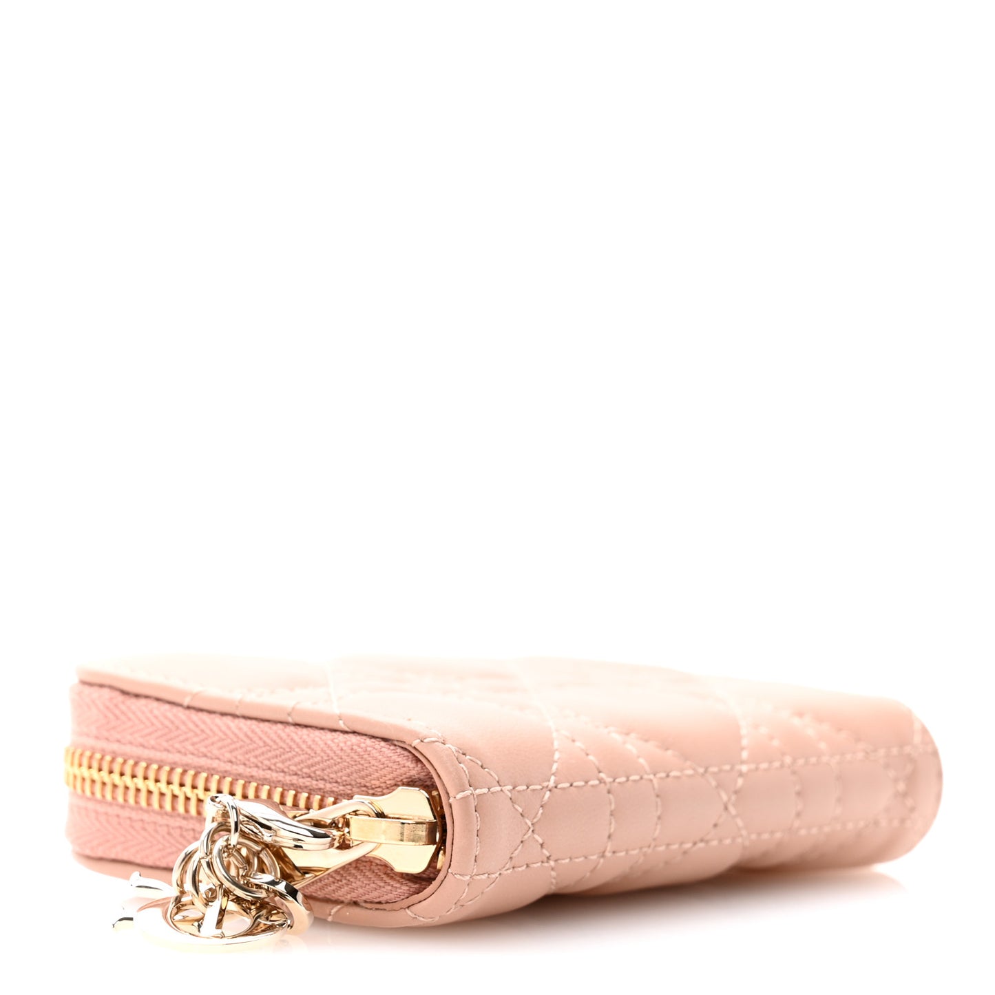 Lambskin Cannage Small Lady Dior Voyageur Coin Purse Rose Des Vents