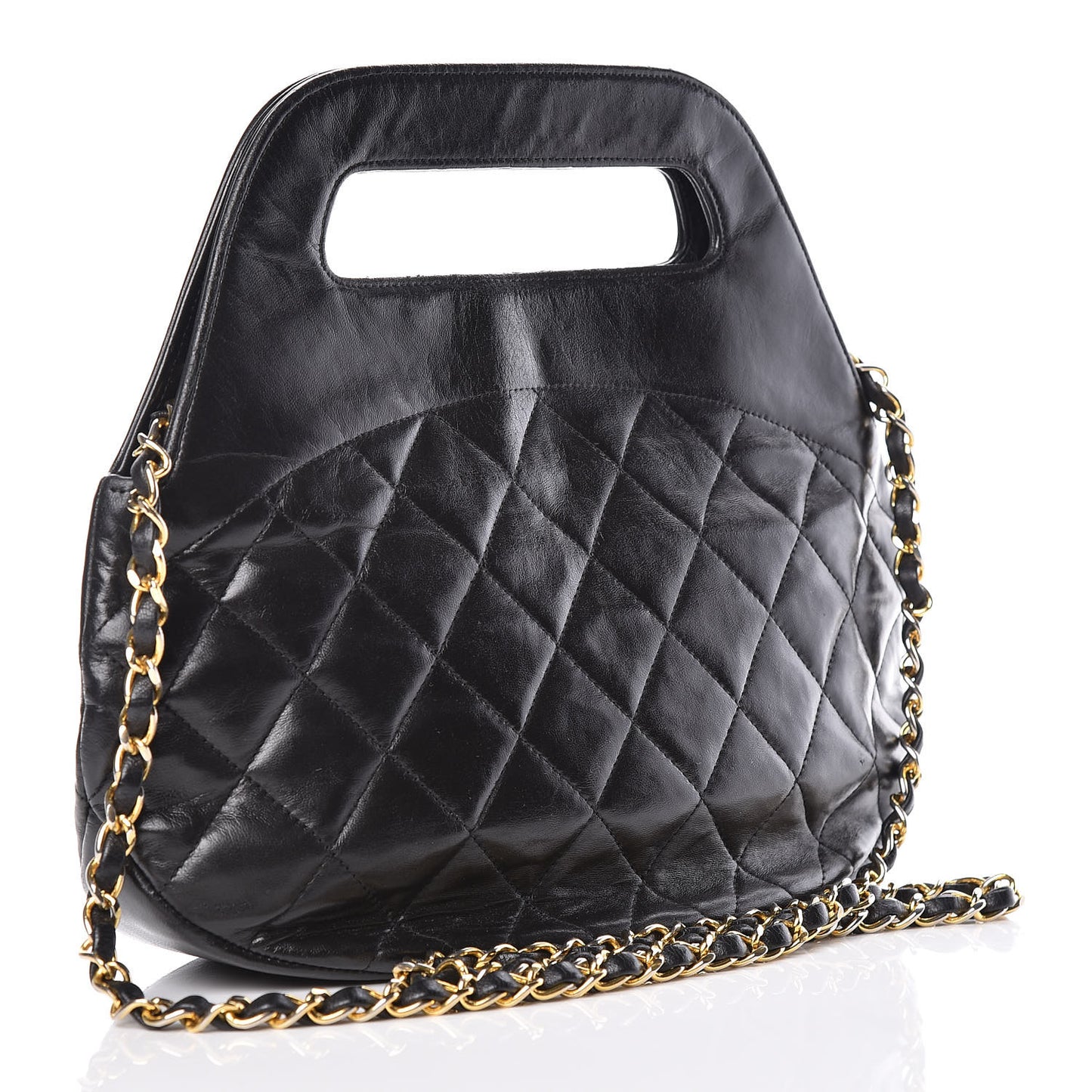 Lambskin Quilted CC Shoulder Bag Black