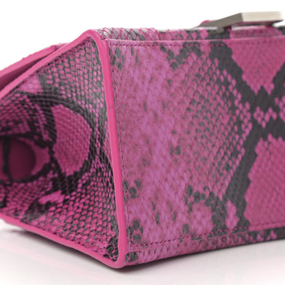 Balenciaga Shiny Calfskin Python Effect Small Hourglass Top Handle Bag Fuchsia Black 9 of 12