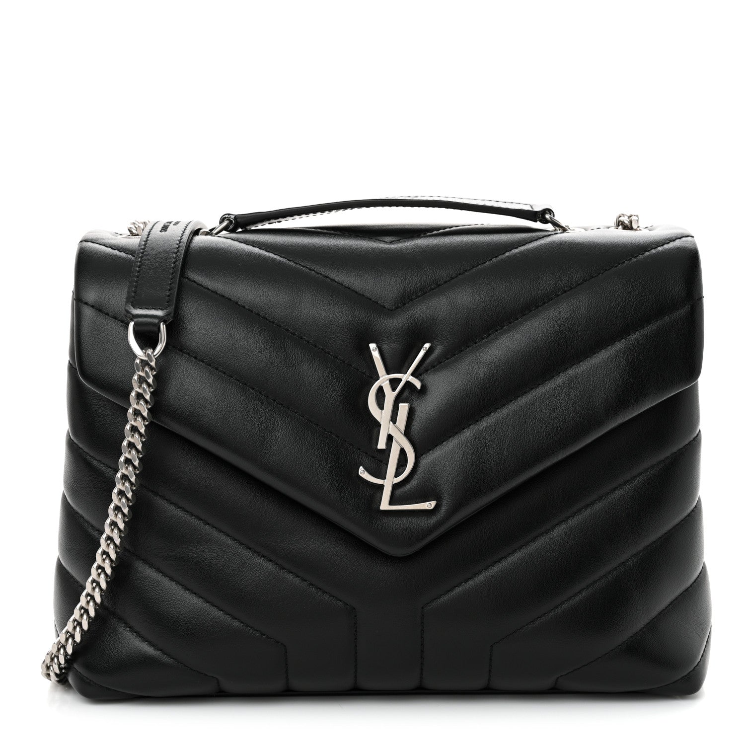 Saint Laurent Calfskin Y Quilted Monogram Small Loulou Chain Satchel Black 1 of 10