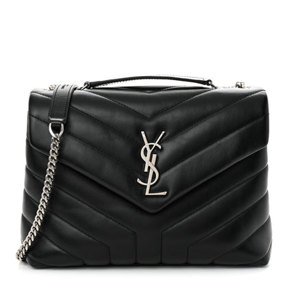 Saint Laurent Calfskin Y Quilted Monogram Small Loulou Chain Satchel Black 1 of 10