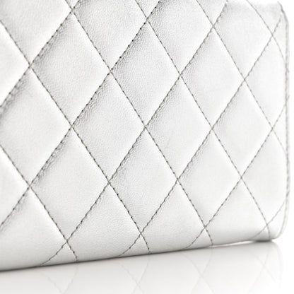Chanel Metallic Lambskin Quilted Long Flap Wallet Silver 9 of 10