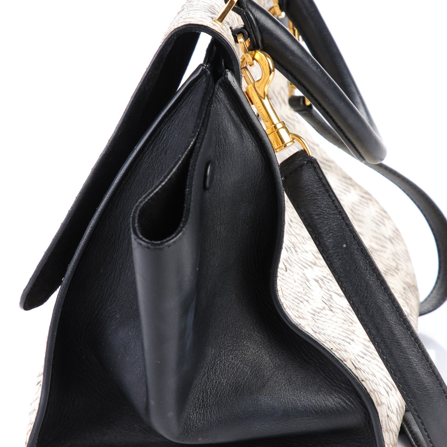 Whipsnake Calfskin Medium Trapeze White Black