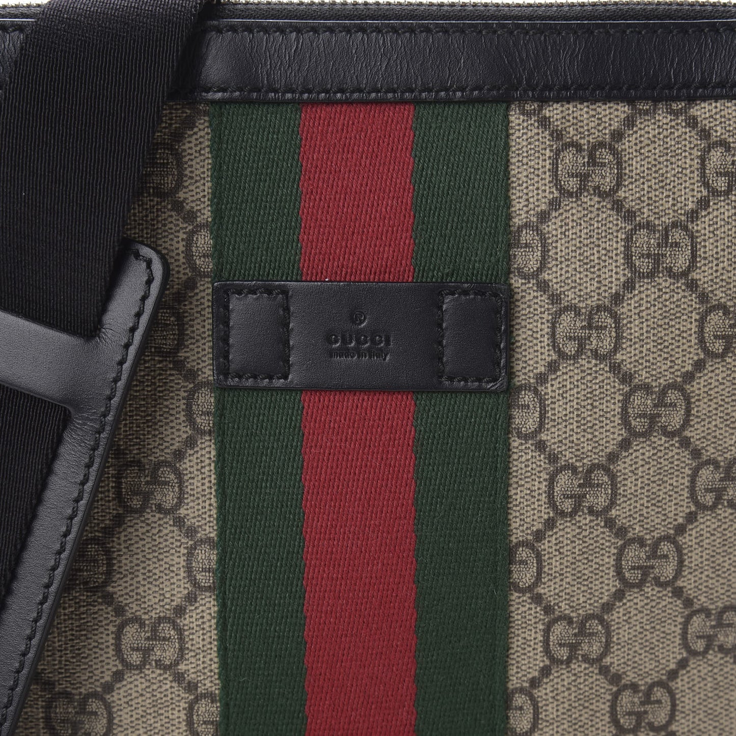 GG Supreme Monogram Web Messenger Bag Black