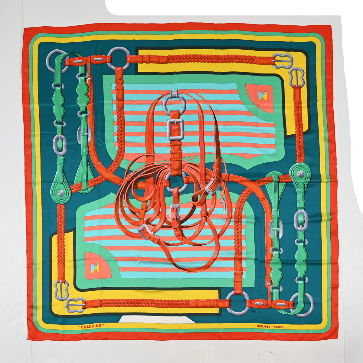 Hermes Silk Summer Twill Giant Coaching Scarf 140 1 of 3